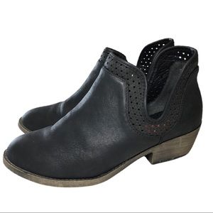 Pop Black Faux Leather Reno Ankle Boots